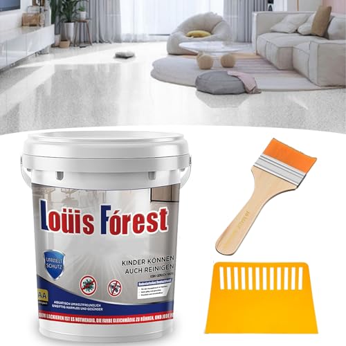 Louis Forest Epoxy Floor Paint, Waterproof Colored Sand Garage Floor Paint for Concrete, High-Gloss Marble Effect Epoxy Coating, Long-Lasting Non-Slip Wear-Resistant (white-gray)