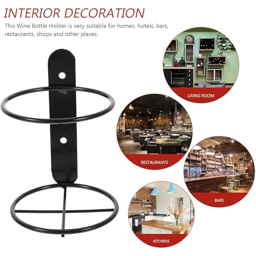 Soporte de vino para pared de metal negro miniatura 4
