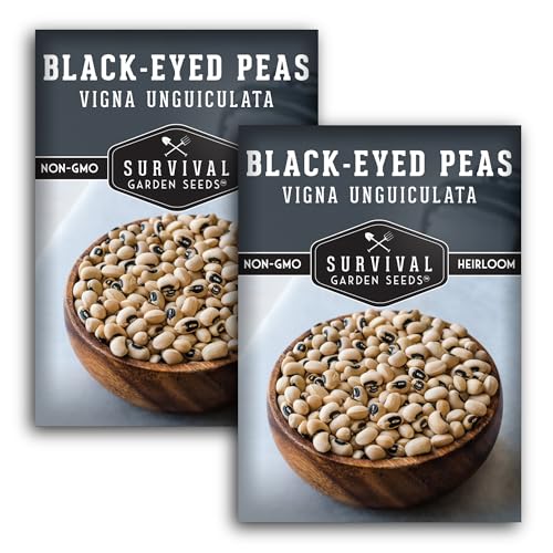 Black Eyed Pea Seeds for Planting – 2 Packets with Instructions to Grow Black Eyed Peas in Your Home Vegetable Garden - Non-GMO Heirloom - Survival Garden Seeds
