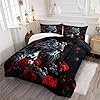 CCoutueChen Red Rose Leopard Comforter Set Queen Size Black Wildlife Comforters 3D Cheetah Bedding Set Safari Animal Bedding Sets 3 Pcs Animals Bed Set Soft Microfiber Down Alternative Comforter Sets #2