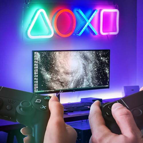 Image of THE PARTY PLANET Playstationn Gamer Neon Sign, Neon Controller Signn for Gaming Room Decor - Gaming Neonn Signs for Teen Boys Room Decor - Best Gamer Gifts for Teenage Boys, Kids