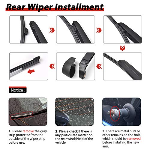 Image of OTUAYAUTO Rear Windshield Back Wiper Arm blade Set - Replacement for AUDI Q7 2015-2020, SQ7 2016-2020 Factory OEM Replacement for 4M0955407A