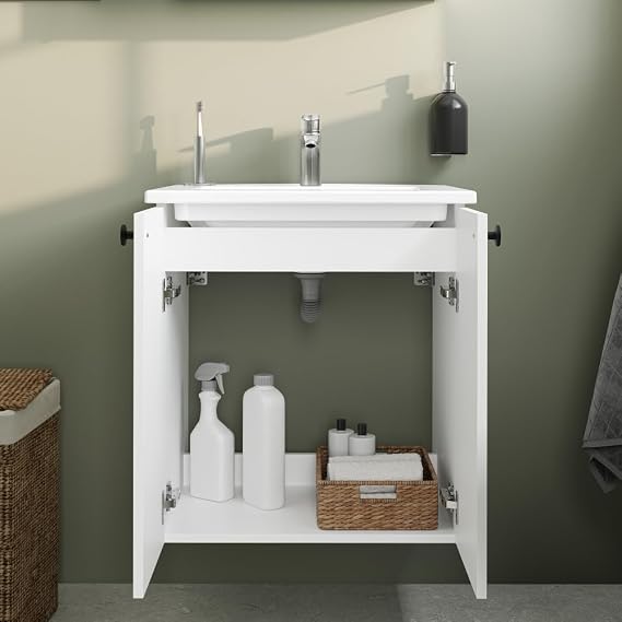 VitrA Shift T20 81002 Sink Cabinet with Lid, Bright White, 60 cm
