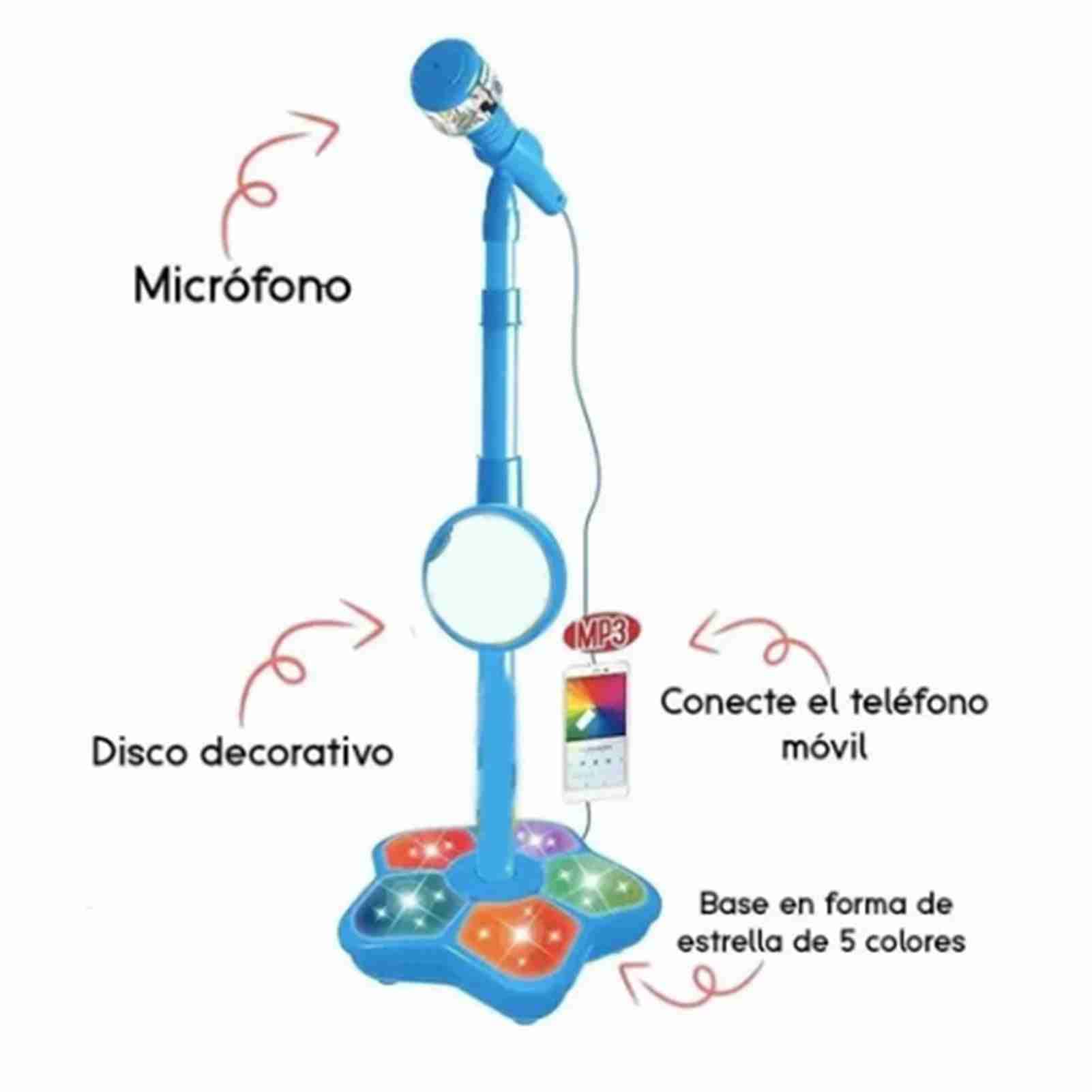 Kids Microphone with Stand Built in Lights Adjustable Height and Singing Pedal Lightweight Plastic Karaoke Mic Toy for Boys and Girls Gatherings Children Performance