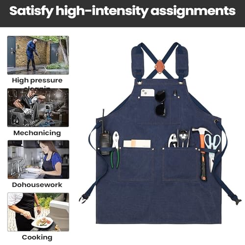 Tablier en toile avec sangles croisées ajustable pour artisan et chef