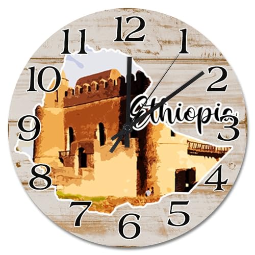 Horloge murale Éthiopie 38 cm silencieuse pour décoration intérieure salon chambre - 2