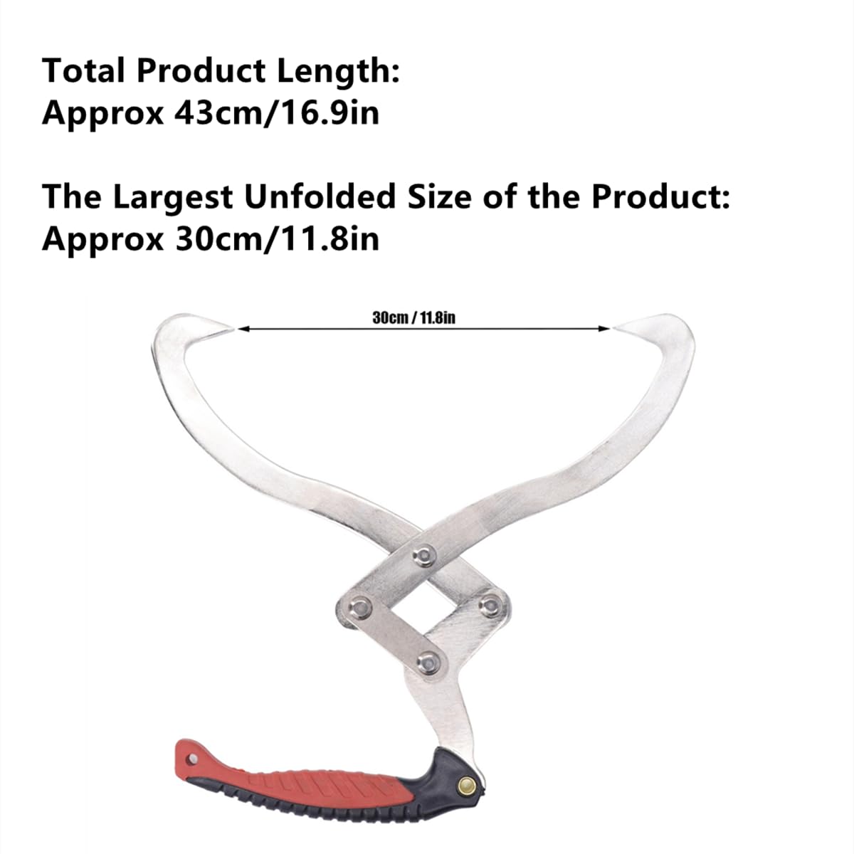 FLEXMAN Pince à Bûches 300mm, Crochet de Levage à Double Pince avec Poignée Antidérapante, Pince de Manutention pour Bois, Pince à Bois de Jardin pour Soulever, Manipuler et Transporter des Grumes
