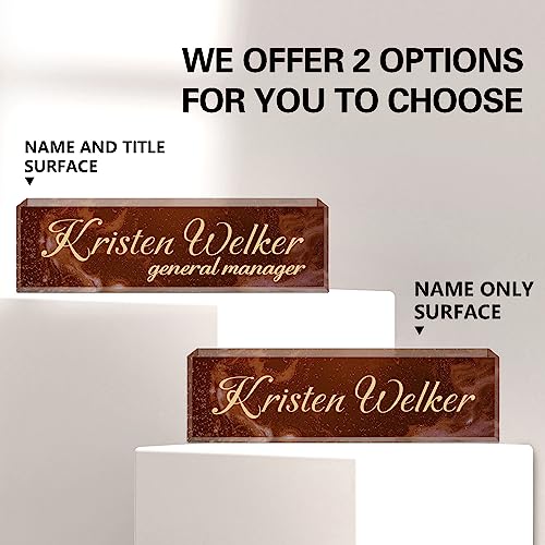 Image of Name Plate for Desk, Desk Name Plate Personalized, Office Decor for Women Men, Acrylic Desktop Accessories, Office Appreciation Gifts for Boss Social Workers Nurse Teacher Employee (Deep Red)