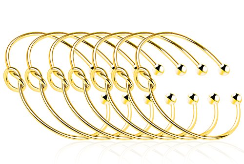 ANBALA Love Knot Bracelet Bridesmaid Gifts Bangle Bracelets, Tie The Knot Cuff Bangle Stretch Bracelet for Bridesmaid, Gold Tone, Set of 7