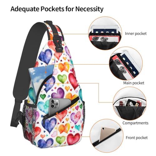 Mochila cruzada negra con estampado de corazones miniatura 4