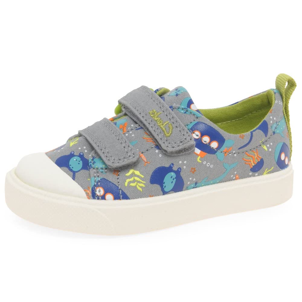 Clarks Boy's City Bright T Low-Top Sneakers, Grey, 4.5 UK Child Wide