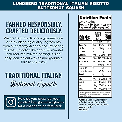 Lundberg Risotto, Butternut Squash, 5.8Oz, Gluten-Free, Non-Gmo Project Verified, Kosher Dairy #TOP2