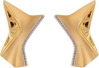Gold Rhodium-Plated Cubic Zirconia Plate Drop Earrings For Women Price In India