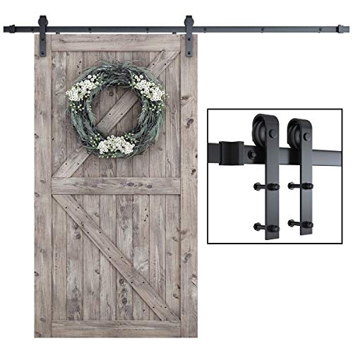 SmartStandard 8ft Heavy Duty Sliding Barn Door Hardware Kit - Smoothly and Quietly