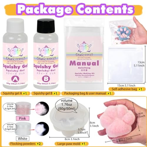 Squishy Craft Kit Liquid Silicone Large Paw Silicone Mould Flock Powder