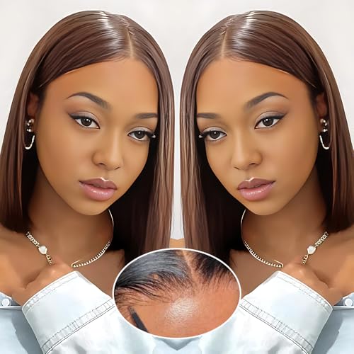 GUDOZO 9x6 Chocolate Brown HD Lace Glueless Wigs Human Hair