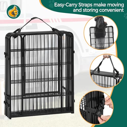 Yaheetech Welpenlaufstall 8-teilig 80cm hoch, Welpenauslauf mit Einteilige Verriegelung, Hundelaufstall mit Tragetasche & Befestigungsgurte, ideal für Hunde Wohnung & Garten, Einfache Montage