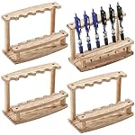 SOUJOY 4 Pack Wood Pen Display Stand, 6-Slot Pen Holder Rack, Eyebrow Pen Stand, Makeup Brush Rack Organizer for School Office Home Store