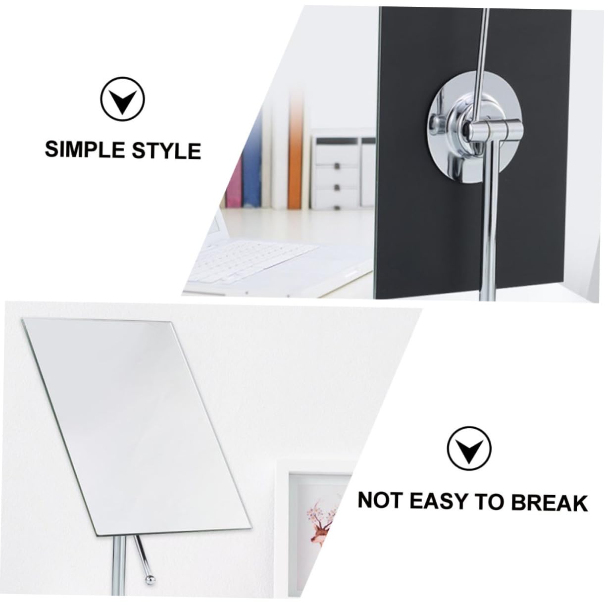 VICASKY 2 Stück Tisch Kosmetikspiegel mit Drehbarem Design für Make Up und Haarstyling Hochwertiger Bruchsicherer Spiegel für und Männer Silberfarben