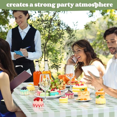 Image of Ganeen 3 Pcs Green and White Checkered Tablecloths Disposable Plastic Gingham Table Cloths Waterproof Rectangle Plaid Table Cover for Christmas Wedding Picnic Birthday Party Decor, 54 x 108 Inch