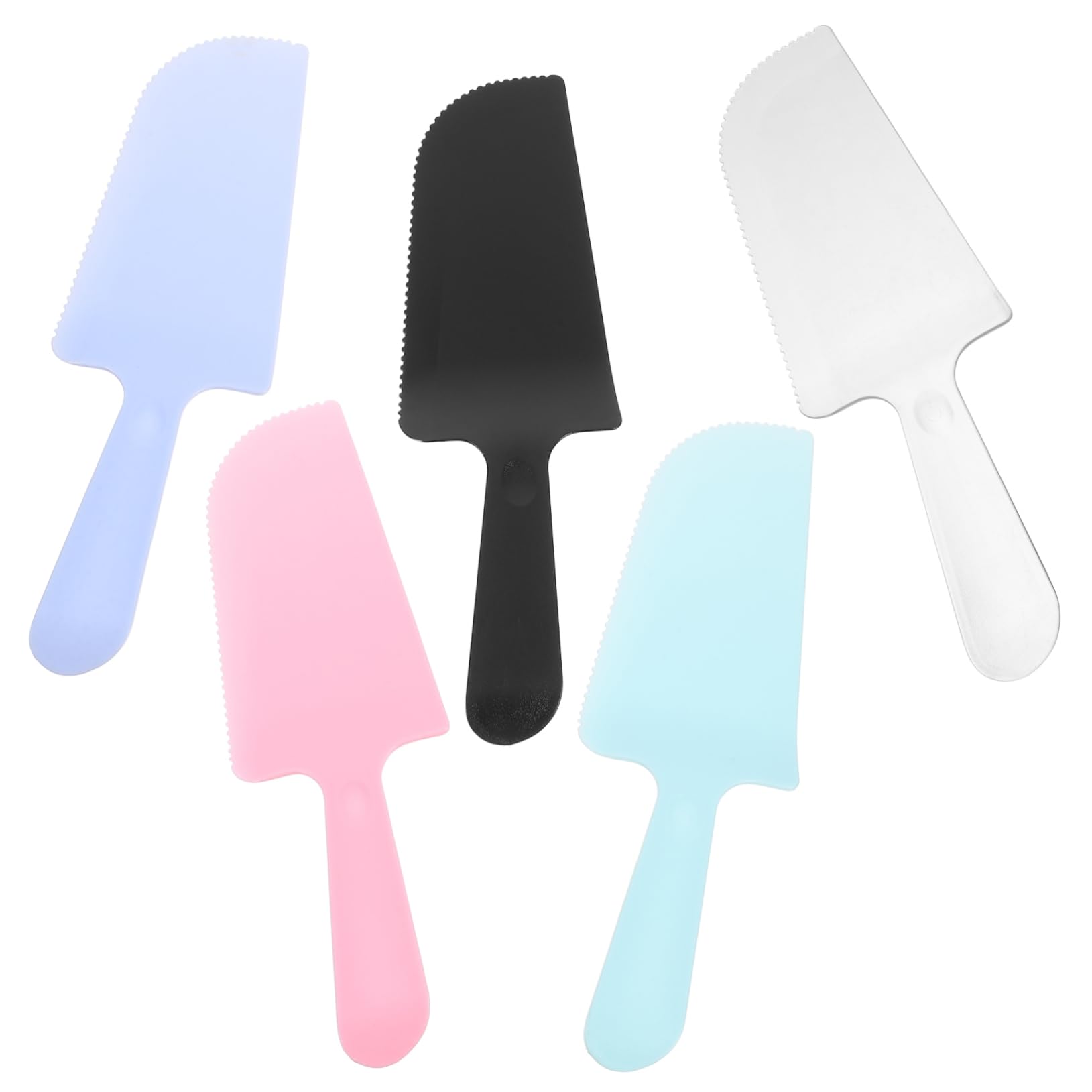 Unomor Matte Finish Serrated Cake Cutters 5pc Disposable Plastic Tableware for Catering