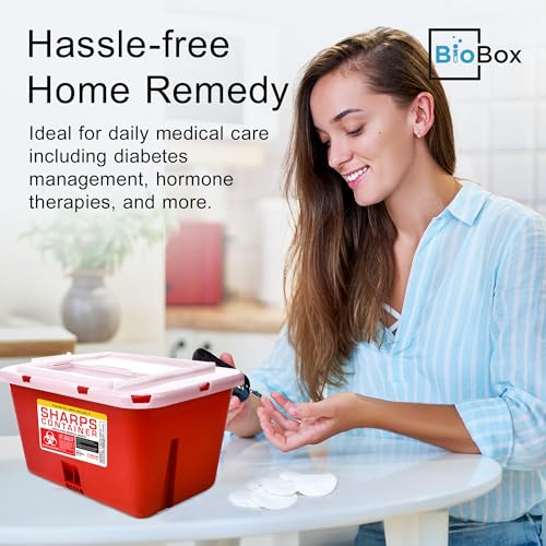 Image of Sharps Container - Large Sharps Containers for Home Use, Needle Disposal | 1 Gallon (Pack of 1), Puncture-Resistant, Dual Locking Lid, Fits Needles & Syringes