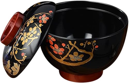 Miniatura 10 de Hemoton Cuenco de sopa de cebolla francesa Cuenco de sopa de miso con tapa, cuenco de fideos de melamina japonesa, cuenco de arroz, cuenco de postre