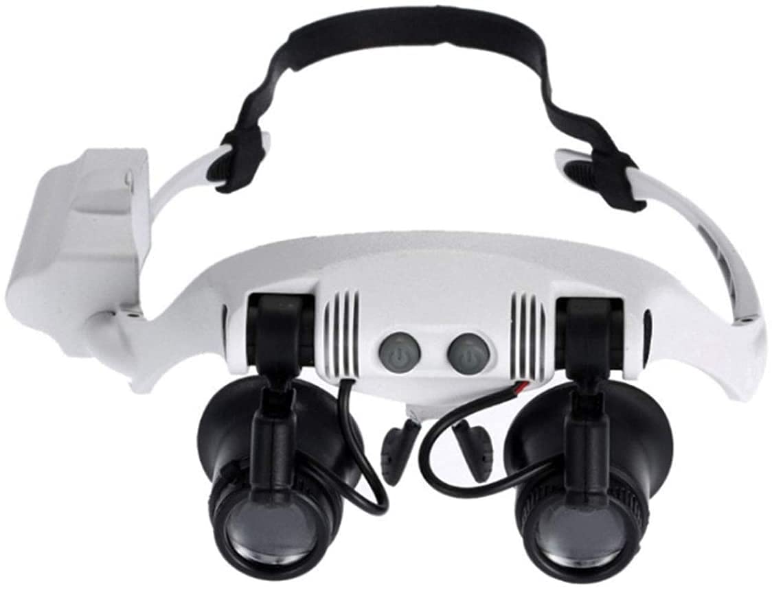 Magnifying Glasses Jewelry Loupe Eyewear Miniature Magnifying Glass Loop 10x 15x 20x 25x Magnifier Headset Hands Free Jewelry Loop Eye Loupe Magnifier LED Illuminated Magnifier Reading Watch Repair