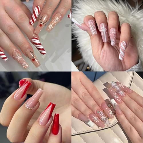 Image of UNA GELLA Gel Nail Tips Coffin - Long Coffin Ballerina Nails Tips Half Cover Ballerina Acrylic Fake Nails 216PCS Falese Nail Tips for Nail Extension 12 Sizes Home DIY Salon