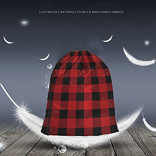 Black And Red Buffalo Drawstring Bags Backpack Bag Plaid Classic Pattern Tartan Art Stripes Sport Gym Sack Drawstring Bag String Bag Yoga Bag for Men Women2