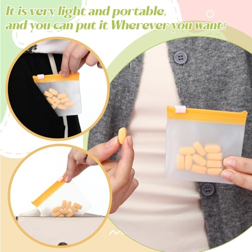 Image of Sherr 35 Pcs Pill Pouch Bags with Zipper Pill Pouch Set Travel Reusable Translucent Medicine Organizer Self Sealing Plastic Bag with Slide Lock for Storage(Sweet Macarons,3 x 3 Inch,Blank Style)