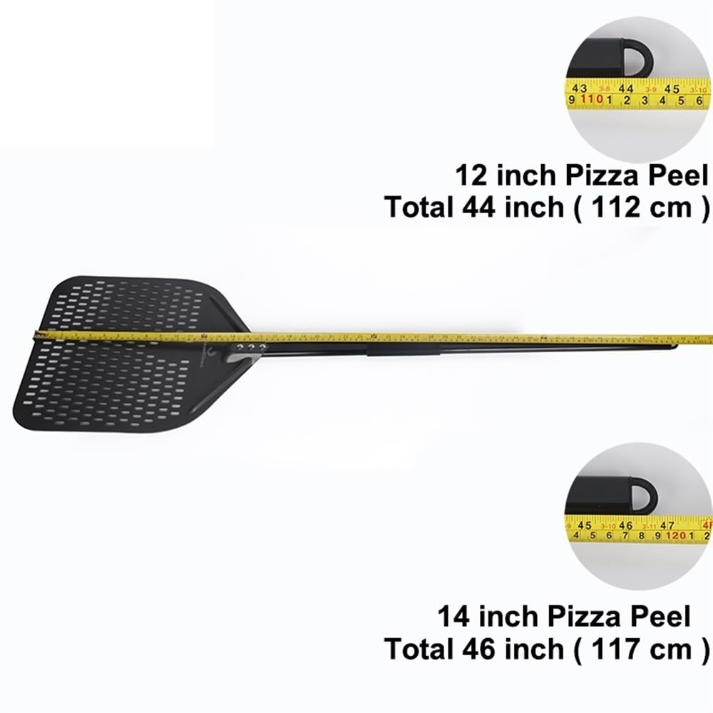 Pala Per Pizza Pala for pizza rettangolare con rivestimento duro in alluminio da 44/46 pollici, perforata, lunga, pala for, rimovibile, strumento for(14 inch 9 inch Long)