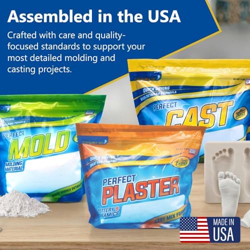 Perfect Mold Alginate Molding Material, Non-Toxic Mold Making Powder for Life Casting, Hand Casting, Baby Footprints, Face & Body Molds, USA Made, 1.75 lb Bag