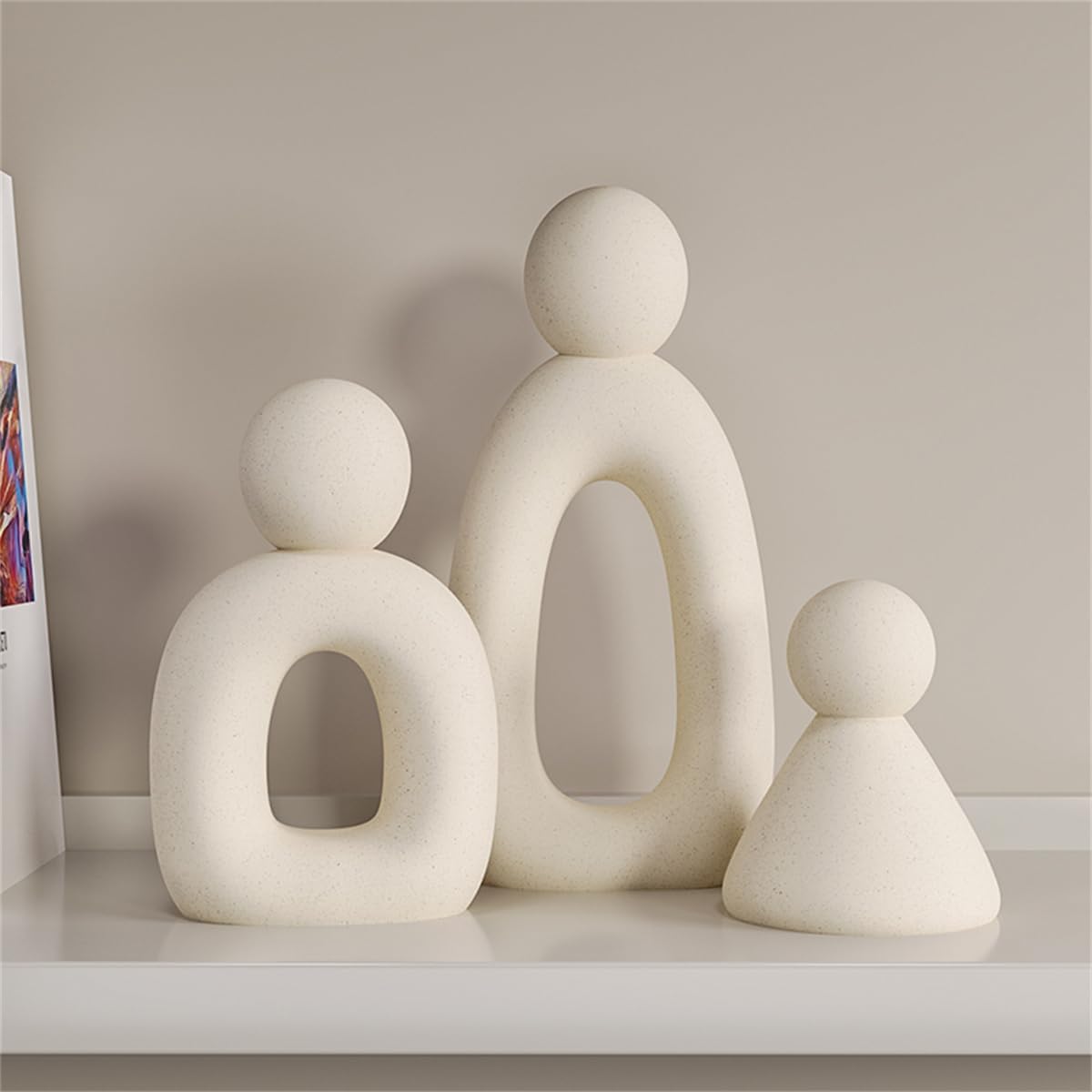 awer modern family figurines,statue decor for tv stand living room,shelves,home decor sculpture gifts (white)