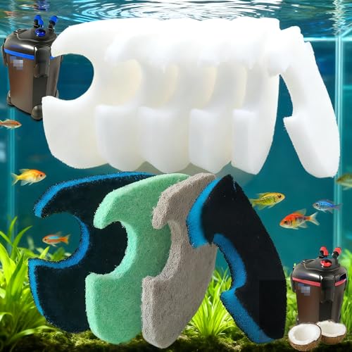 Image of PurifyLogix Replacement Canister Filter Pads for AMOSIJOY 172 /225 /265GPH | Aquarium External Filter, 6 White Floss & 2 Coarse Pads & 1 Phosphate Remover Filter & 1 Nitrite Remover (10 Pcs)