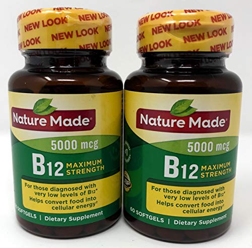 Nature Made Max Strength: Vitamin B12 5000 mcg Softgels 60 Count (2 Pack)