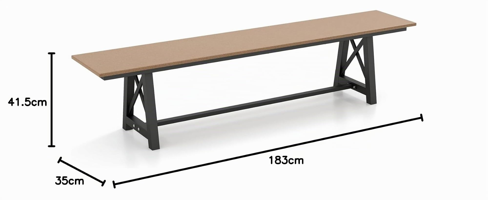 COSTWAY Panchina da Esterno in HDPE, Panca da Giardino Resistente alle Intemperie con Struttura Metallica, Panchina da Giardino, Cortile, Patio e Parco, Capacità di 500 KG
