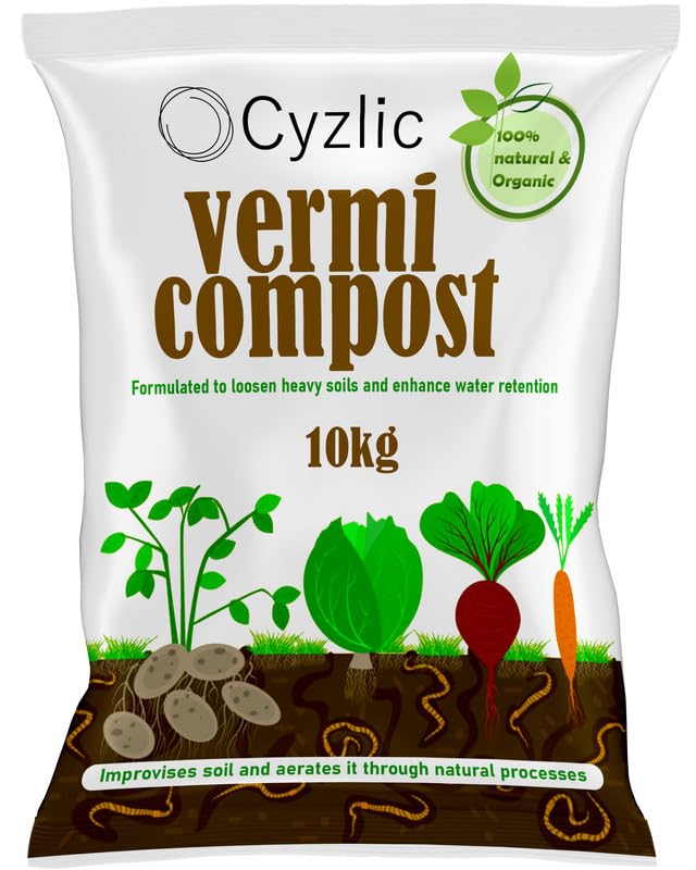 Cyzlic Vermicompost for Plants 10 kg | Vermicompost Organic Manure for Plants fertilizers for Plants Home Garden Soil Mix for Pot Plants Compost Garden Soil Enriched 10 kg (B0CL23MDP6) Amazon Price History, Amazon Price Tracker
