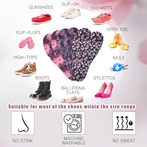 Image of 3 Pairs No Show Socks Sockless Shoe Liner Washable Barefoot Shoe Insoles No Slipping Inserts (Charming Style)