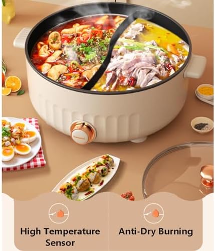 Olla Eléctrica 6L con División y Tapa de Vidrio, 1350W, Antiadherente miniatura 5