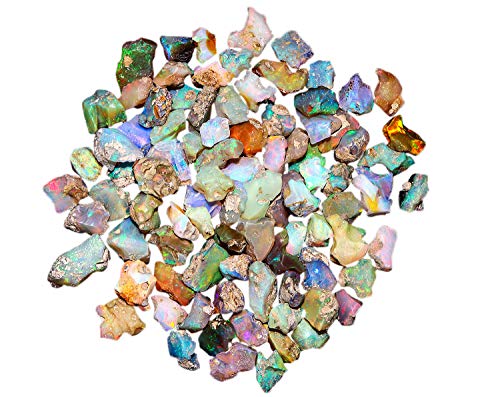 Jaguar Gems Natural Raw Ethiopian Opal Gem Stone, A Grade Rough Opal Crystals Wholesale, Bulk, Lot, Supplies, Chunky Fire Opal, Chakra Healing Crystals, Good Luck Stone, (100gm)