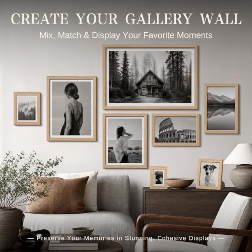 Image of VCK 18x24 Poster Frames Natural Oak - Wide Border Wood Picture Frame, Multi-Directional Display Family Photos, Office Prints, Studio /Gallery Artwork, Woodgrain Series, Wall Hanging, Set of 6