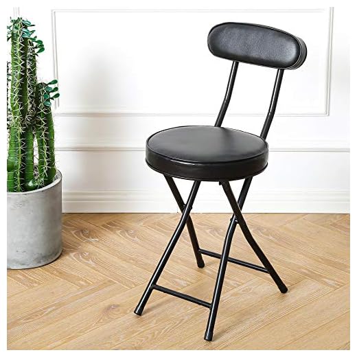 HOMOOI Cushioned Padded Folding Stool,Black