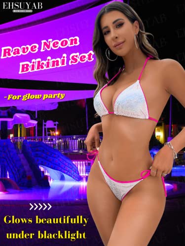 Pool Party Glitter Bikini, Neon Strap, Padded 2Pc Swimsuit Boudoir Shoot3