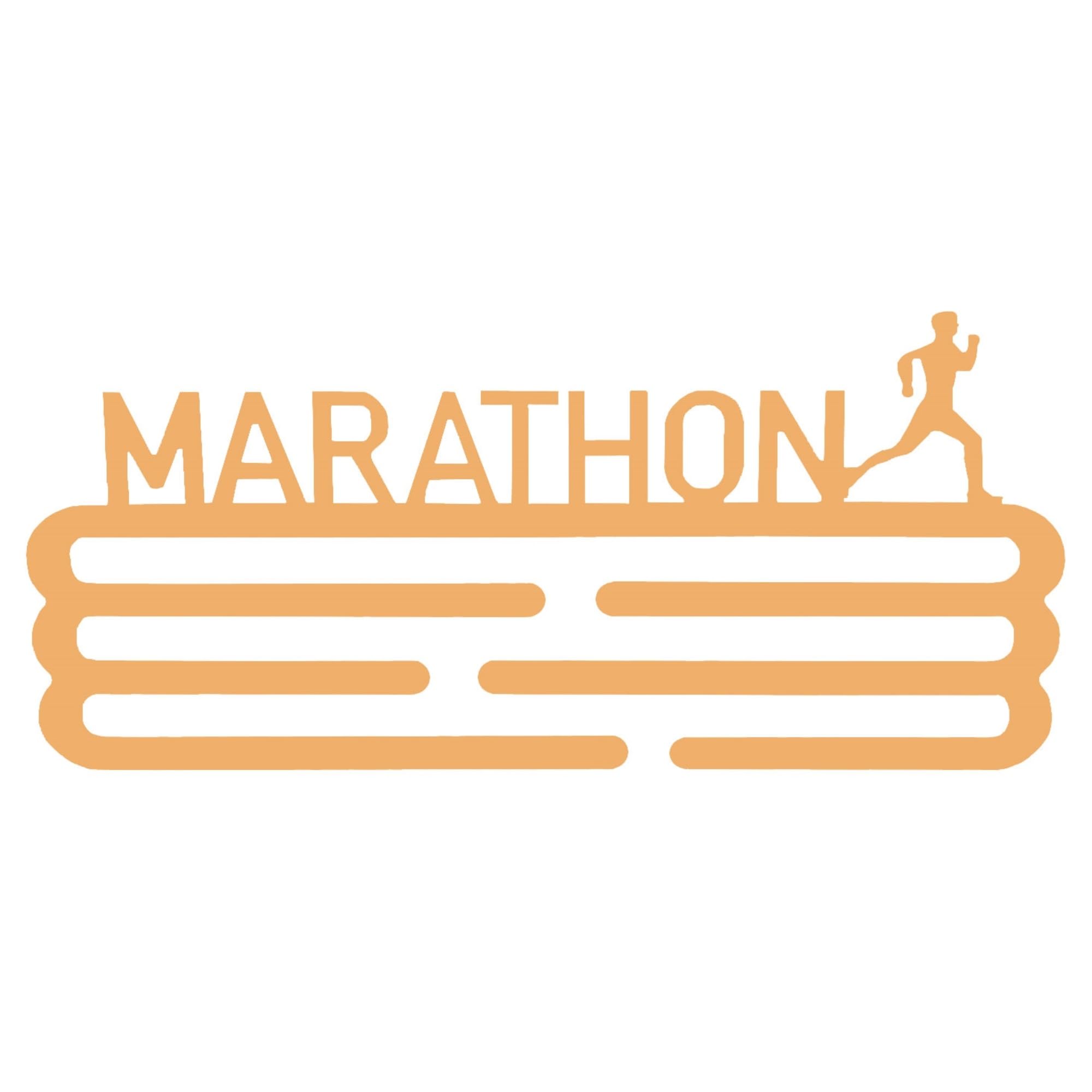 WELL HOME MOBILIARIO & DECORACIÓN Medallero Maratón Naranja con Capacidad para 15 medallas, 5cm-​Regalo para Runners, Adultos Unisex, 30x13,​5 cm