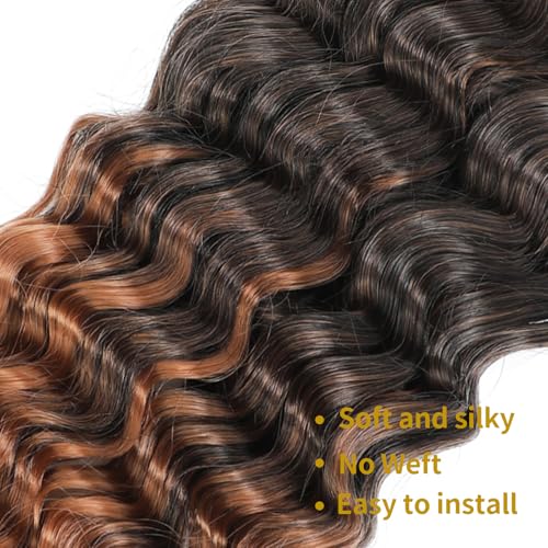 LPARMJIT Deep Wave Bulk hair for Braiding 18 inch 2 Bundles/Pack No Weft for Braiding Wavy Synthetic Braiding Hair Extensions for Boho Braids (T30 - Image 4