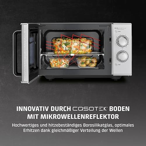 CASO MG 25 Ecostyle Ceramic - Testsieger Haus & Garten Test, Mikrowelle mit Grill, größere Nutzfläche dank CASOTEK Boden, 25 Liter, Garen auf zwei Ebenen