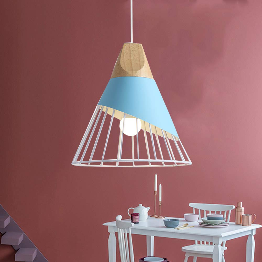 Chao Zan Vintage Pendant lamp, E27 Retro Pendant Lights, Dining Table lamp,Metal Ceiling Pendant Lights, for Dining Room Bedroom Loft Hallway - Without Bulbs (Blue)