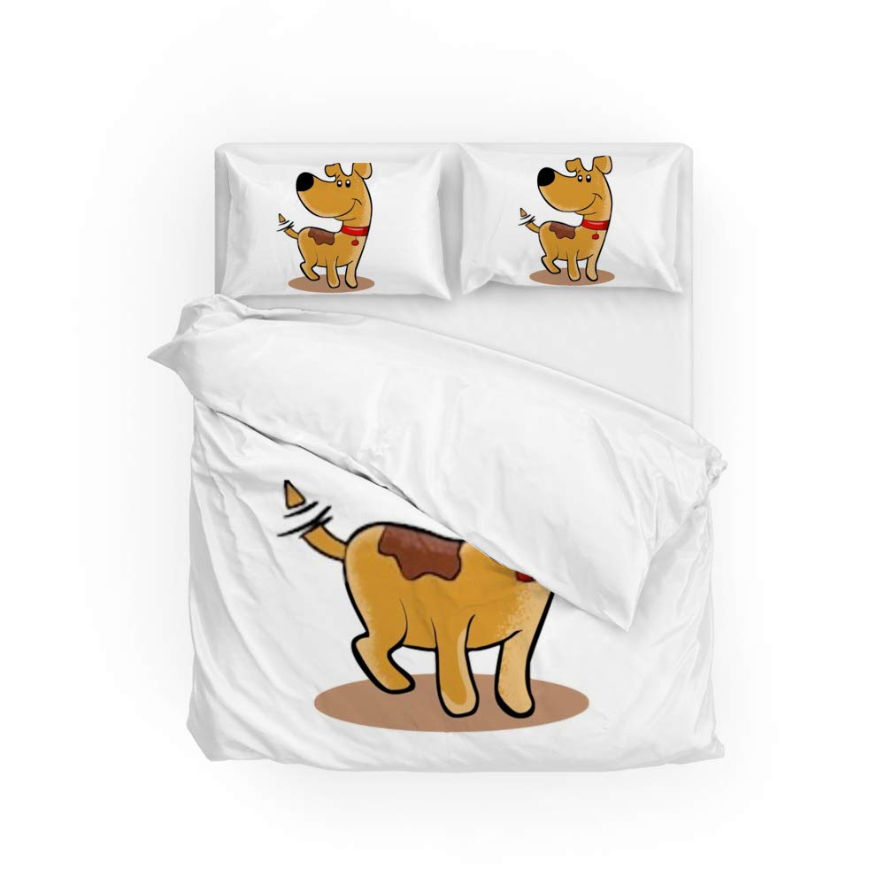 Ensemble housse de couette motif chien 3 pièces lit microfibre