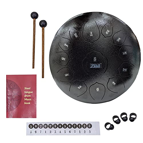 Image of amiciSound 13 Notes Tongue Drum, 12 Inch Lotus Pattern Steel Drum with Carry Bag for Meditation Entertainment, Musical Instrument